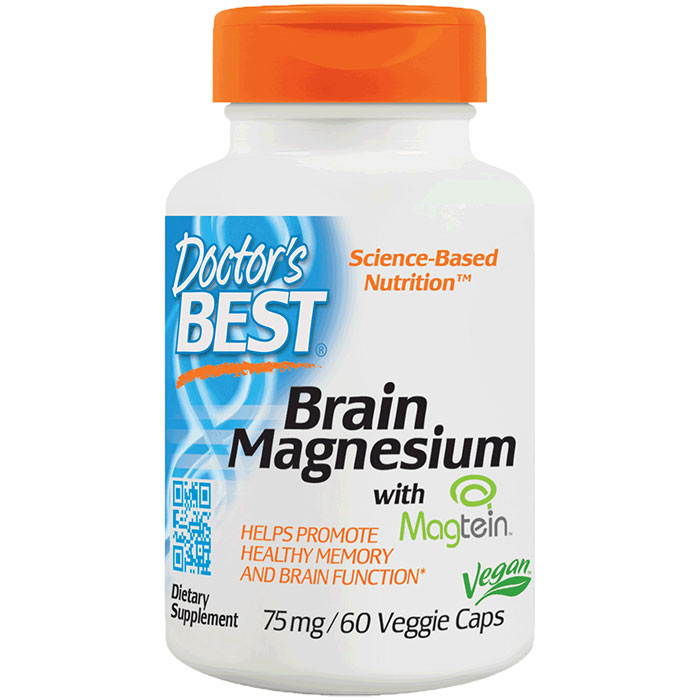 Brain Magnesium with Magtein 75 mg, 60 Vegetarian Capsules, Doctor"'s Best - Magnesium