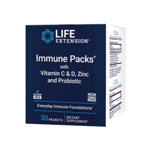 Life Extension Immune packetss with Vitamin C & D, Zinc and Probiotic (30 packets)