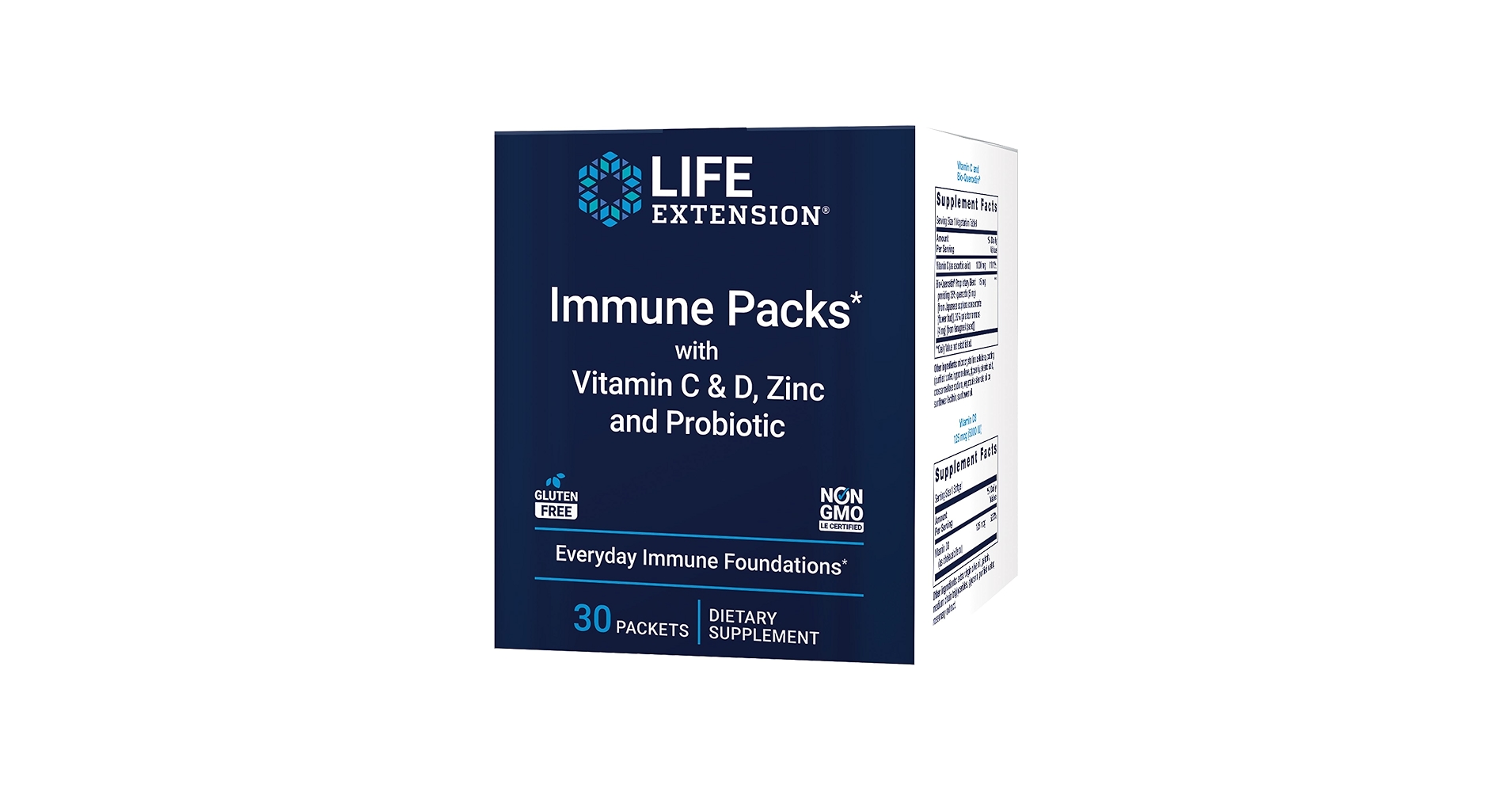 Life Extension Immune packetss with Vitamin C & D, Zinc and Probiotic (30 packets)