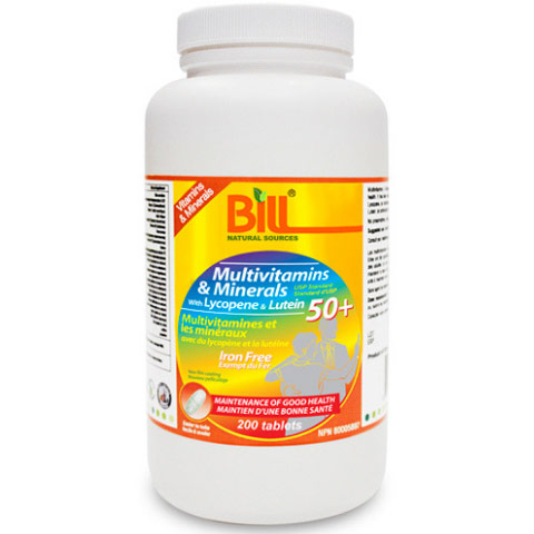 50+ Multivitamins & Minerals, 200 Tablets, Bill Natural Sources - Multivitamins