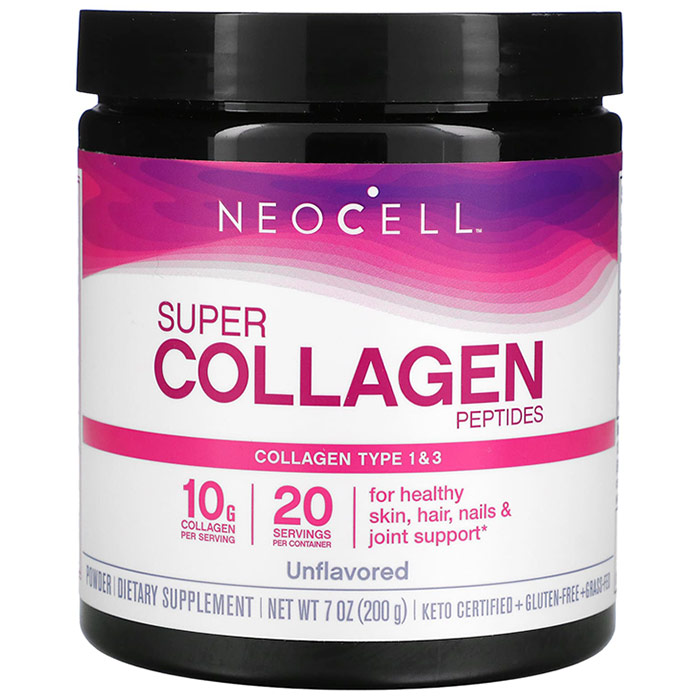 Super Collagen Peptides Powder, Unflavored, 7 oz (200 g), NeoCell - Collagen