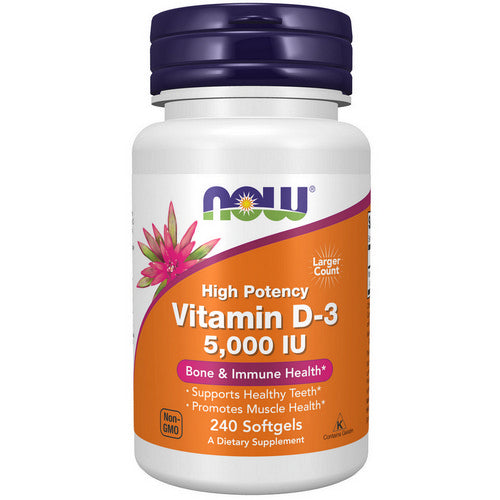 NOW Foods Vitamin D3 5000 IU 240 Softgels - Vitamins & Minerals