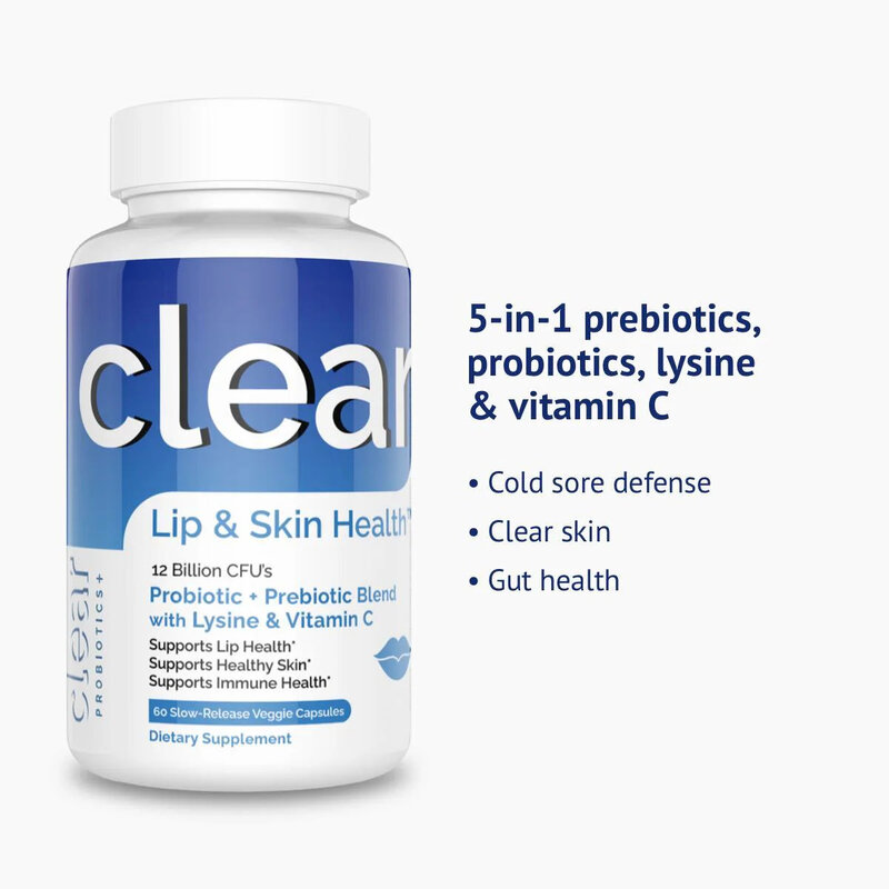Clear Lip and Skin Health Cold Sore Defense supplement bottle