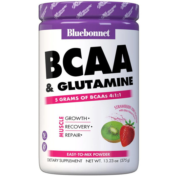 Bluebonnet Extreme Edge BCAA + Glutamine Strawberry Kiwi 13.23 oz, 13.23oz | Amino Acids