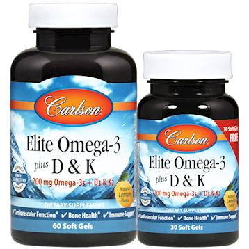 Carlson Labs - Elite Omega 3 + D3 & K 60+30 softgels